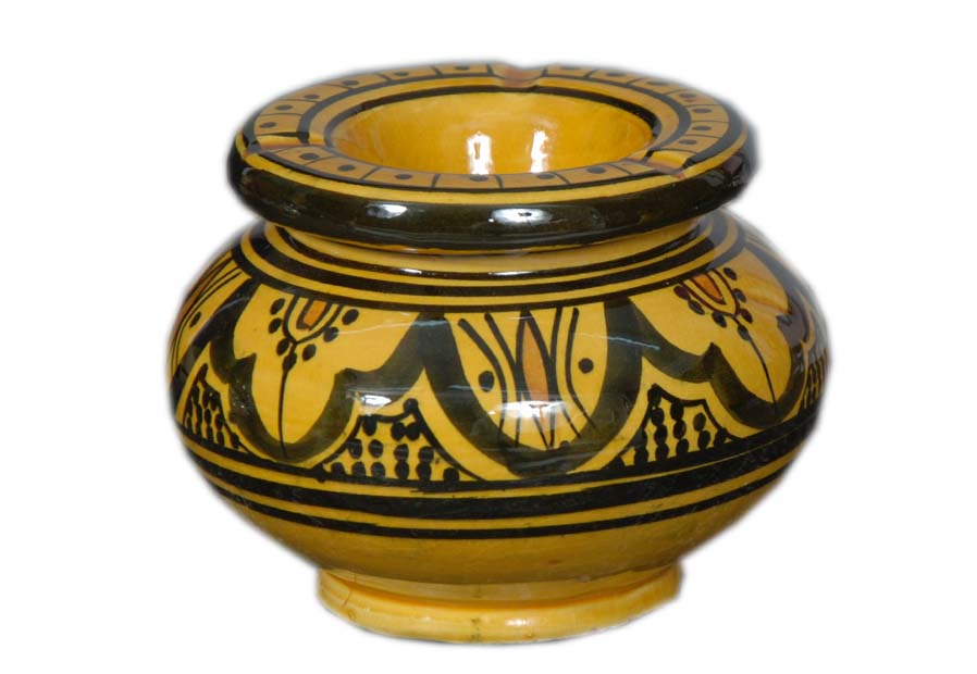 MUSTARD & BLACK MOROCCAN ASHTRAY